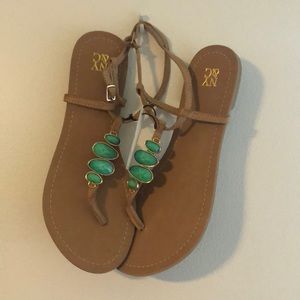 New, still with tags, flat summer sandals.